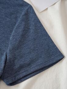 INAWLY Áo thun nữ Tim Giải trí - Màu xanh hải quân - Xem 4