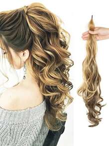 Phần mở rộng tóc tổng hợp sóng cơ thể dài thêm đuôi ngựa - màu nâu - Xem 1