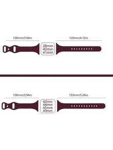 1pc Women Men Burgundy Small Waist Butterfly Buckle Silicone Sports Watch Strap Soft Casual Adjustable Waterproof Wristband,Compatible With Apple Watch Band 38/40/41/42/44/45/49mm,Series Ultra2/Ultra/SE/9/8/7/6/5/4/3/2/1,Intelligent Watch Strap Accessories - Burgundy - View 8