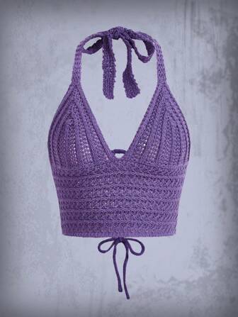 Top in maglia monocolore halter