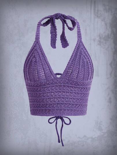 Top en tricot unicolore ras-du-cou