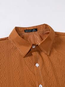 Manfinity Homme Men Solid Button Up Shirt & Drawstring Waist Shorts Without Tee