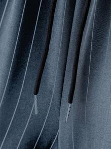 Manfinity Homme Men Striped Shirt & Drawstring Waist Shorts Without Tee - Navy Blue - View 4