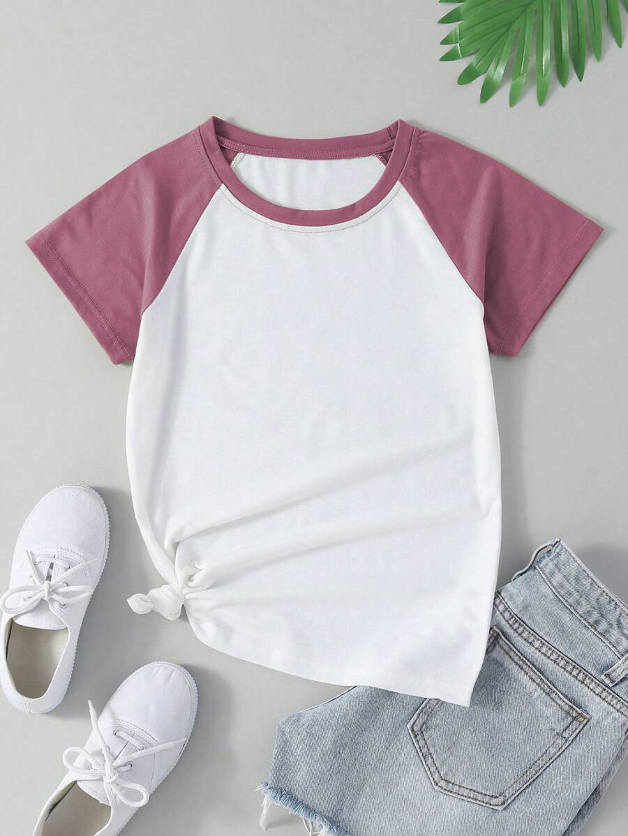 INAWLY Camiseta de mujer con mangas raglán de bloques de color y diseño gráfico