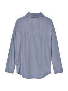Camisa amplia de hombros caídos unicolor - Neblina azul - Ver 2