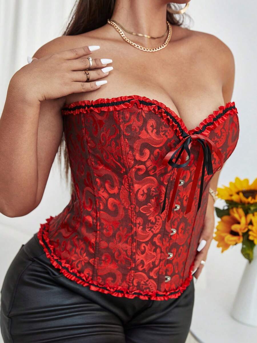 Women's Vintage Corset Tube Top Bustier Solid Colo Back Lacing Waist Trainer Abdomen Support Boned Plus Size Tops Garment For Evening Party Date Night Outfits Halloween Costumes For Women - Multicolor - View 1