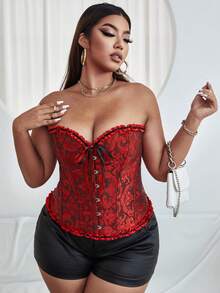 Women's Vintage Corset Tube Top Bustier Solid Colo Back Lacing Waist Trainer Abdomen Support Boned Plus Size Tops Garment For Evening Party Date Night Outfits Halloween Costumes For Women - Multicolor - View 5