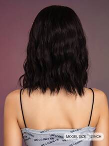 Short Curly Synthetic Wig - Black - View 2