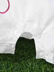 SHEIN Baby Cartoon & Letter Graphic Ruffle Trim Romper & Headband