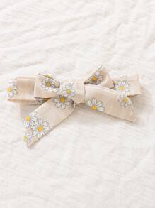 SHEIN Bodysuits Em bé Thắt nút Xù Hoa Tất cả trên in - Màu be - Xem 7