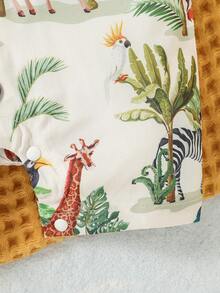 Baby Boy Animal & Tropical Print Button Front Shirt Romper - Apricot - View 3