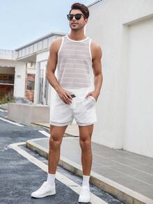 Manfinity RSRT Bộ hai mảnh Nam Túi Dây kéo cắt Tương phản ràng buộc màu trơn Giải trí - trắng - Xem 5