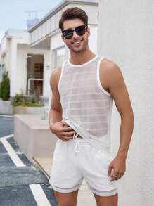 Manfinity RSRT Bộ hai mảnh Nam Túi Dây kéo cắt Tương phản ràng buộc màu trơn Giải trí - trắng - Xem 1