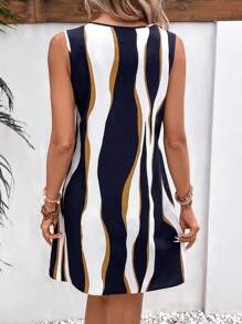 EMERY ROSE Colourblock Ring Detail Tank Dress - Navy Blue - View 2