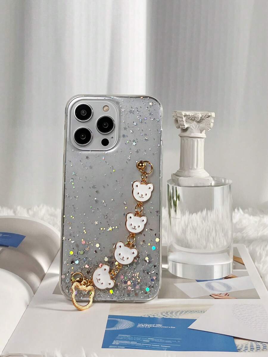 Vỏ điện thoại chống rơi Sequin Decor có dây đeo tay - trắng - Xem 1
