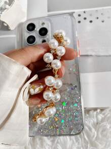 Ốp điện thoại chống rơi đính kim sa có quai xách, phiên bản quốc tế, không phải phiên bản nội địa. - trắng - Xem 2