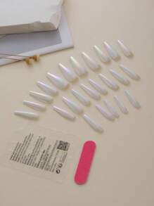 Trở nên quyến rũ với Bộ móng giả 24 chiếc Long Coffin Armor Full Cover - trắng - Xem 2