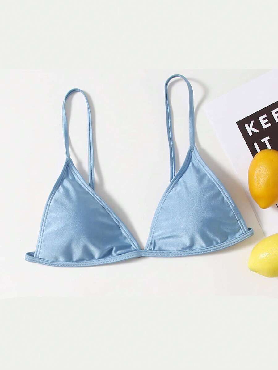 三角杯比基尼上衣 - 藍色 - 查看 1