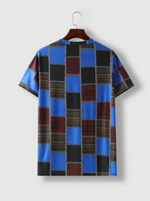 Manfinity LEGND Hombres Camiseta con estampado de cuadros - Multicolor - Ver 2