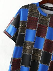 Manfinity LEGND Hombres Camiseta con estampado de cuadros - Multicolor - Ver 4