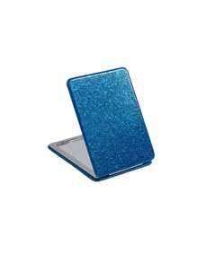 Espejo cosmético, espejo plegable rectangular clásico del brillo del espejo del maquillaje del brillo - azul real - Ver 2