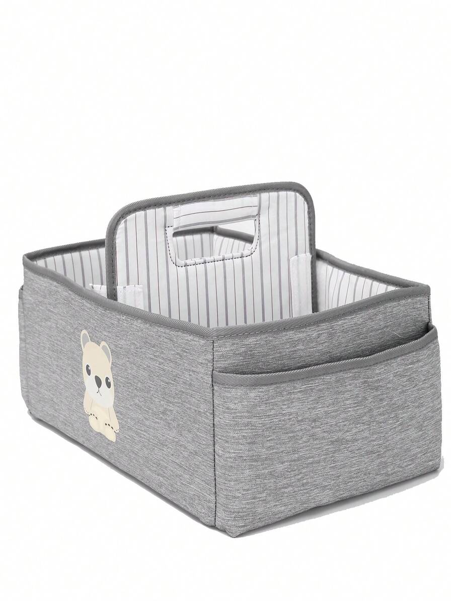 Baby Water Resistant Bear Print Diaper Bag - Grey - View 1