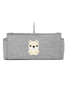 Baby Water Resistant Bear Print Diaper Bag - Grey - View 3