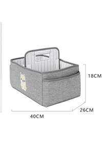 Baby Water Resistant Bear Print Diaper Bag - Grey - View 8