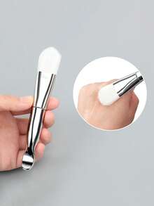 面膜刷，2入组雙頭面膜刷軟毛矽膠面膜刷美容工具化妝泥霜刷護膚 - 白色 - 查看 6