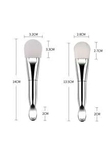 面膜刷，2入组雙頭面膜刷軟毛矽膠面膜刷美容工具化妝泥霜刷護膚 - 白色 - 查看 9