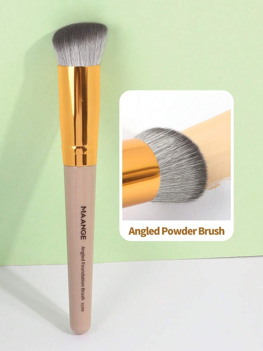 Maange 1支斜面粉底刷,柔軟纖維材質的化妝工具便於攜帶,旅行化妝刷 - 藕粉色 - 查看 1