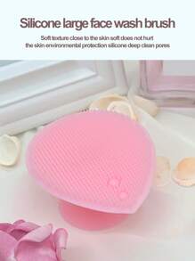 Facial Sheet Brush,Peach-Shaped Facial Cleansing Brush,1Pc Silicone Facial Cleaning Brush With Ring Buckle Brush Slim Contacts Soft Massage Face - Pink - View 1