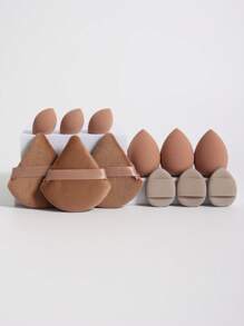 12件套多功能化妆海绵套装，包含3个三角形粉扑、3个迷你气垫粉扑、3个水滴形化妆海绵和3个迷你化妆海绵。适用于粉底液、粉饼和遮瑕膏。适合所有肤质。 化妆品、平价、房间装饰、梳妆台、旅行、卧室、化妆配件、粉扑、美妆蛋、粉扑、化妆海绵、平价、圣诞礼物、化妆品、化妆工具、便宜货、礼物、女士礼物、圣诞礼物、赠品、旅行、便宜货、旅行必备 - 彩色 - 查看 3