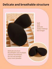 Dry Wet Use Beauty Egg Makeup Sponge Set,2pcs Soft To Touch Makeup Sponge Suitable For All Skin Types,Makeup,Cheap,Room Decor,Vanity,Travel,Bedroom,Makeup Accessories,Puff,Makeup Blender,Powder Puff,Makeup Sponge - Black - View 9