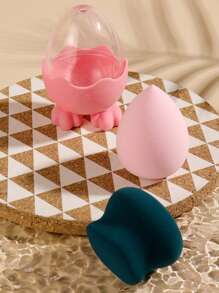 Trứng làm đẹp khô ướt dùng được, 2 miếng mút trang điểm & 1 hộp đựng, mút trang điểm mềm mại khi chạm vào, mút trang điểm mỹ phẩm, dụng cụ tán kem trang điểm cho mặt - Nhiều màu - Xem 3