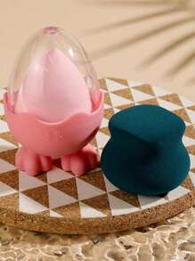 Trứng làm đẹp khô ướt dùng được, 2 miếng mút trang điểm & 1 hộp đựng, mút trang điểm mềm mại khi chạm vào, mút trang điểm mỹ phẩm, dụng cụ tán kem trang điểm cho mặt - Nhiều màu - Xem 7