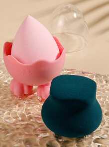 Trứng làm đẹp khô ướt dùng được, 2 miếng mút trang điểm & 1 hộp đựng, mút trang điểm mềm mại khi chạm vào, mút trang điểm mỹ phẩm, dụng cụ tán kem trang điểm cho mặt - Nhiều màu - Xem 9