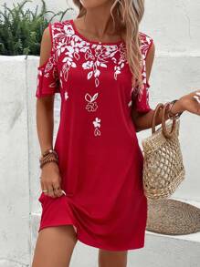 EMERY ROSE Đầm Cắt ra Hoa Giải trí - Đỏ - Xem 1