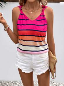 SHEIN VCAY Striped Print Tank Top - Multicolor - View 4