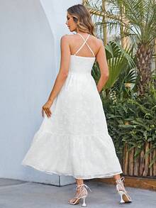 Simplee Solid Ruffle Hem Dress - White - View 2