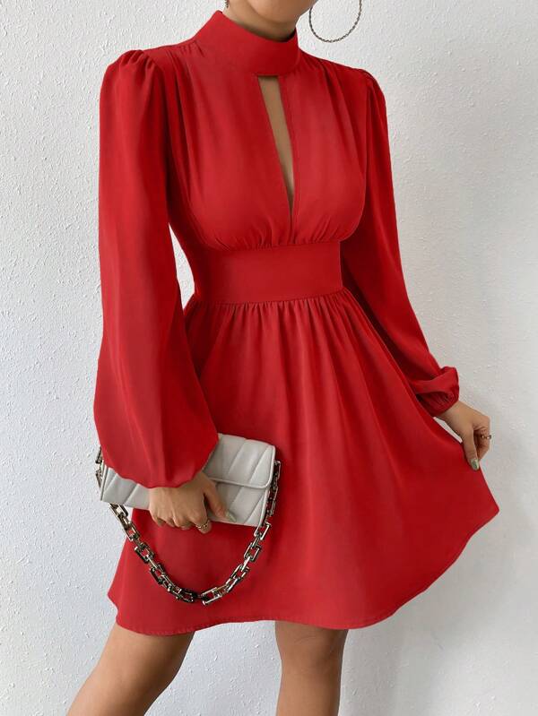 Chiquease Valentine's Day Women Heart Pattern Twist Knot Waist Midi Dress For New Year Clothes Fall Cloth For Women