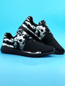 Fritidsskalle , Skivstång & American Flag Print Andningsbara och lätta löparskor för män