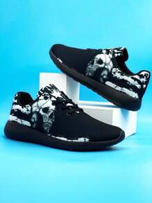 Fritidsskalle , Skivstång & American Flag Print Andningsbara och lätta löparskor för män