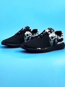 Fritidsskalle , Skivstång & American Flag Print Andningsbara och lätta löparskor för män