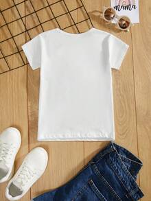 RueChic 小女童卡通女孩和標語圖案T恤