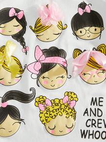 RueChic 小女童卡通女孩和標語圖案T恤