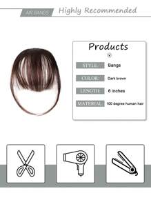 Extra Short Straight High Temperature Fiber Synthetic Hair Bangs - Brown - View 6