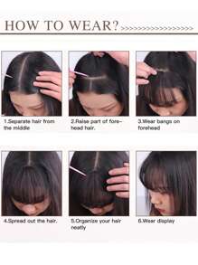 Extra Short Straight High Temperature Fiber Synthetic Hair Bangs - Brown - View 7