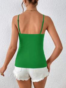 SHEIN Privé Scallop Trim Cami Top - Green - View 2