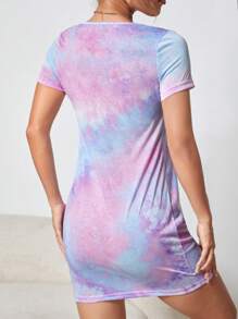 SHEIN PETITE Đầm Bất đối xứng xoắn lại Cà vạt nhuộm Giải trí - Nhiều màu - Xem 2